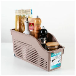 Контейнер "Лофт" хозяйственный на колесах узкий 355х130х170мм (латте) 621020 "Виолет"