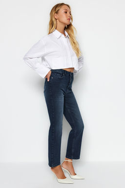 TRENDYOLMILLA Gece Mavisi More Sustainable Yuksek Bel Comfort Straight Jeans TWOAW24JE00091