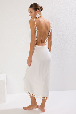 Siyah Dokuma Puskul Plaj Midi Elbise TBESS25EL00068 - Trendyolmilla фото 10