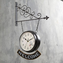 Часы настенные интерьерные WELCOME, двусторонние, на подвесе, бесшумные, плавный ход, 55×36 см, циферблат d=20 см