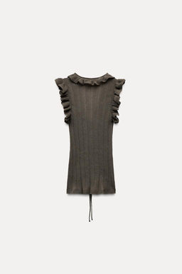 KNIT TOP WITH RUFFLES AND TIES - Zara фото 10
