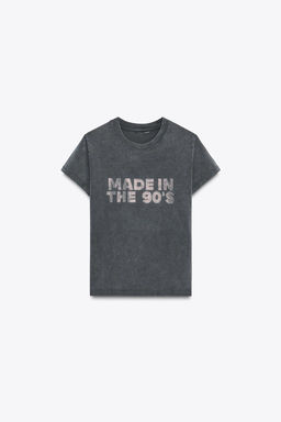 WASHED-EFFECT RHINESTONE T-SHIRT - Zara фото 7