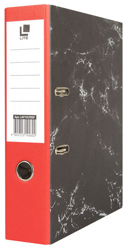 Папка-регистратор LITE 75 мм мрамор, корешок красный