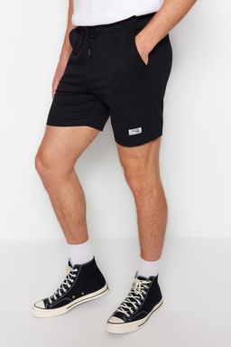 Siyah Regular/Normal Kesim Etiket Aplikeli Pamuklu Sort TMNSS23SR00079