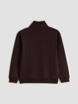 Fermuarl? Dik Yaka Erkek Kal?n Sweatshirt
