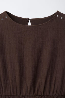 TEXTURED DRESS WITH RUFFLES AND STUDS - Zara фото 3