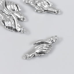 Цена за 4 шт. Застёжка магнитная металл «Руки», серебро, 3×1.3 см, (набор левая, правая)