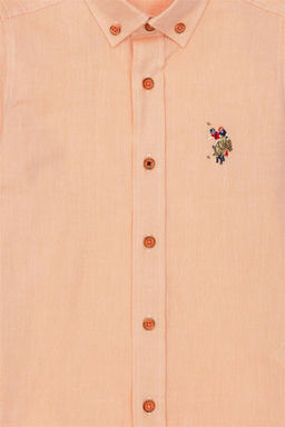 Оранжевая базовая рубашка с длинным рукавом для мальчика Неожиданная скидка в корзине - U.s. polo assn фото 4