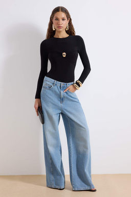 Siyah Aksesuar Detayl? Buzgulu Alttan C?tc?tl? Party Body TPRSS26BD00006