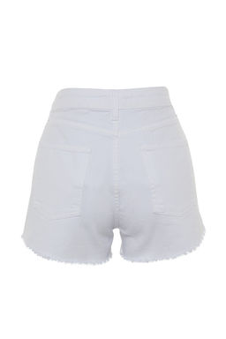 TRENDYOLMILLA Beyaz Y?rt?kl? Normal Bel Denim Sort TWOSS23SR00154 фото 7