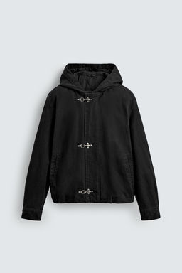 HOODED JACKET WITH FIREMAN CLASP