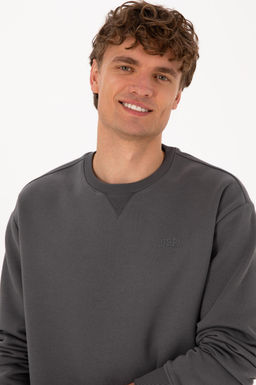 Erkek Gri Basic Sweatshirt