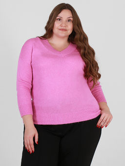 Пуловер цвета фуксия больших размеров