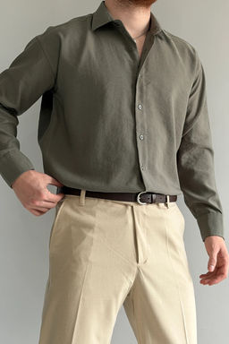 Haki Regular Fit Mevsimlik Erkek Gomlek TMNSS26GO00005