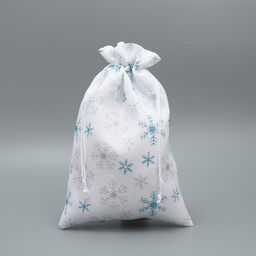 Цена за 5 шт. Мешочек подарочный холща Новогоднее чудо, снежинки, 20 х 30 см +/- 1.5 см