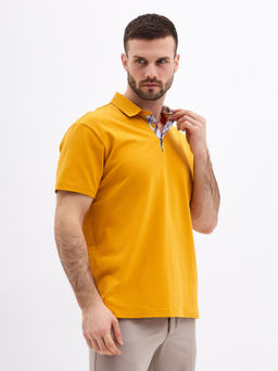 Джемпер мужской с воротником поло короткий рукав GREG G144-KO1246T-SAS5122 (т.желтый)