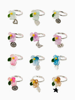 Цена за 36 шт. Кольцо «Выбражулька. Цветок», с подвеской, МИКС, безразмерное