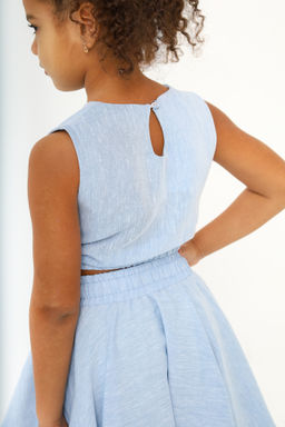 Рубашка-хенли Лен, голубой меланж - Inzibe фото 17