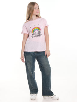 Футболка с принтом для девочки UD 5114 розовый - Mini maxi фото 3