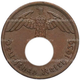 Монета 1 рейхспфенниг 1939 года A Германия
