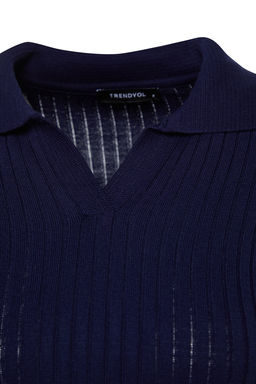 TRENDYOLMILLA Siyah Midi Triko Polo Yaka Elbise TWOAW22EL1376  фото 35