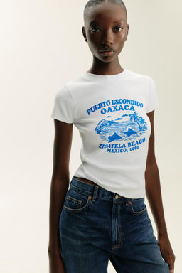 T-SHIRT WITH TEXT PRINT - Zara фото 3