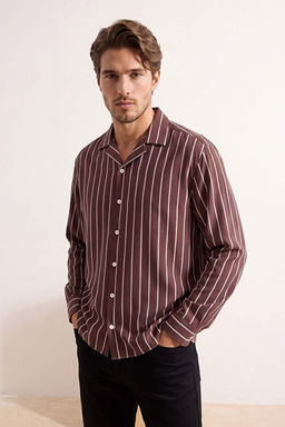 Kahverengi Oversize _izgili Mevsimlik Erkek G_mlek TMNSS26GO00024