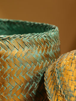 Корзинка плетёная «Голден», 16×16×23 см, голубая