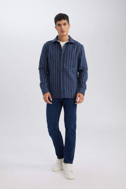 Рубашка в полоску с длинным рукавом и воротником-поло обычного кроя Lumberjack - Defacto фото 2