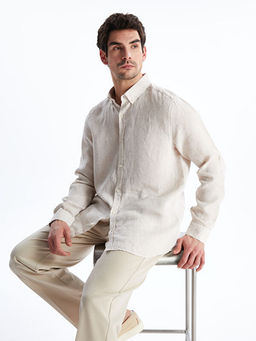 Slim Fit Uzun Kollu %100 Keten Erkek G?mlek