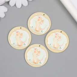 Цена за 4 шт. Декор для творчества акрил Мышка в цветочном венке, 0.2?4?4 см