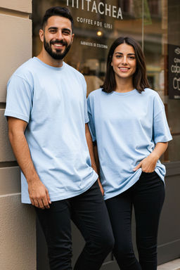 Ac?k Mavi Oversize/Genis Kesim %100 Pamuklu K?sa Kollu Basic T-Shirt TMNSS22TS0318