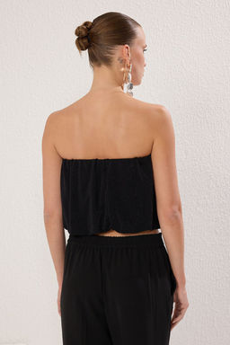 Trendyolmilla Siyah Straplez Balon Form Simli Orme S?k Bluz TPRSS25BZ00042