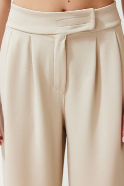 TRENDYOLMILLA Siyah C?rt C?rt Kapamal? Yuksek Bel Pileli Wide Leg/Genis Kesim Orme Pantolon TWOAW24PL00177 фото 10