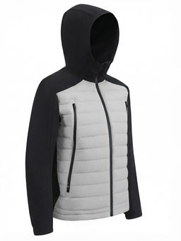 Куртка мужская гибридная стёганая с капюшоном с графеновой подкладкой бежевого цвета 9627_1B