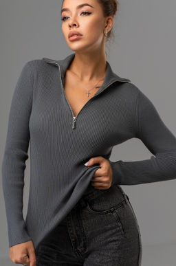 Женский джемпер в рубчик с воротником на молнии Happyfox - Happy fox фото 9