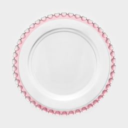 Тарелка «Розе», 19.5×19.5×2 см, стекло, каёмка розовая