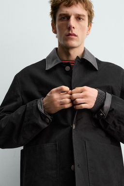 LEATHER COMBINATION JACKET AARON LEVINE X ZARA  фото 14