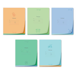 "Светоч" Т186 Тетрадь ученическая школьная пластик. прозр. обложкой 180 мкм., цвет.запечат.титул лист A5 18 л. на скобе 65 г/кв.м , белизна 100 % 20 шт. линия 01456 Спортивная