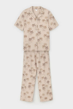 КБ 2829/бежевый,пальмы пижама для дев
