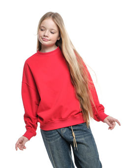 Свитшот базовый однотонный 22-7664 красный - Mini maxi фото 5