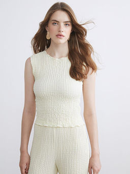 Bisiklet Yaka Dokulu Bluz