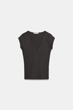CAMISETA ESCOTE PICO / Carb?n - Zara фото 4