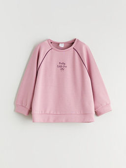 Bisiklet Yaka Bask?l? K?z ?ocuk Sweatshirt