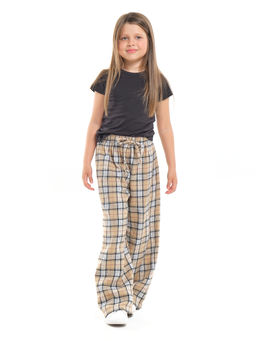 Брюки палаццо спортивные штаны для девочки одежда в клетку UD 7875(5161) кофе/беж клетка - Mini maxi фото 11