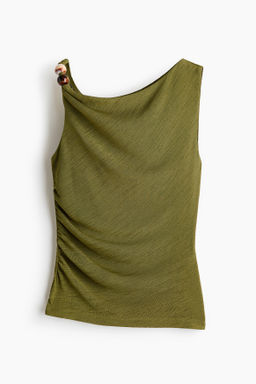 Top drapeado con cuentas decorativas