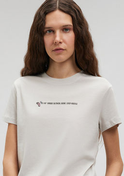 Kelebek Bask?l? Gri Tisort