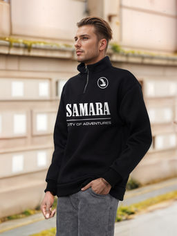 Толстовка мужская с зип-воротником "Samara" черный