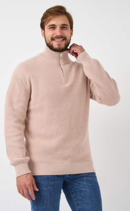 Джемпер мужской с воротником-стойкой на молнии P321-15629 бежевый - Primm фото 7