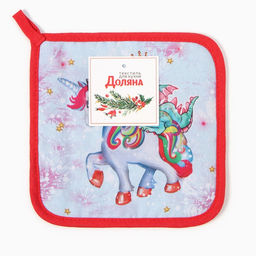 Прихватка Дракон и единорожка 17х17 см, 35% хл, 65% пэ, ватин 250 г/м2 - Доляна фото 4